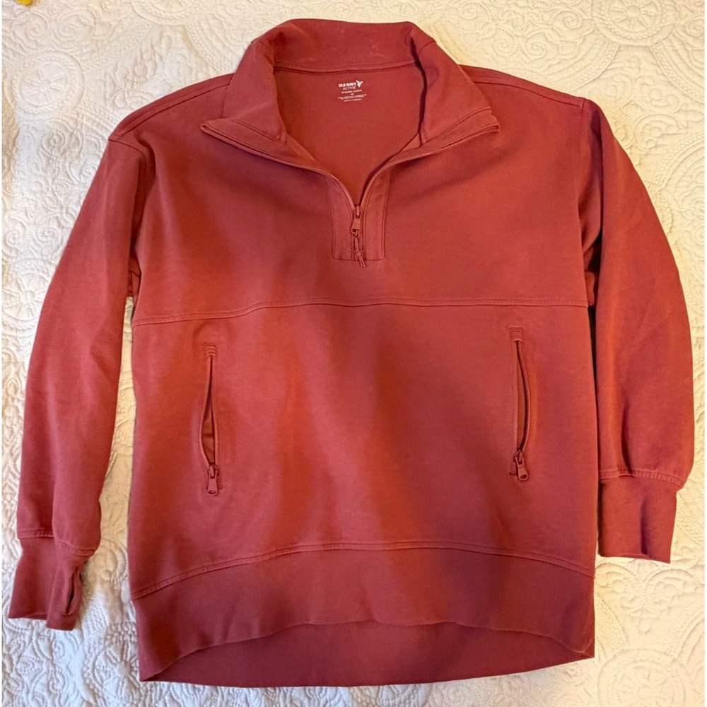 Old Navy Active 1/4 Zip Fleece Sweatshirt w/ Pockets Mock Neck Women's XS Pink